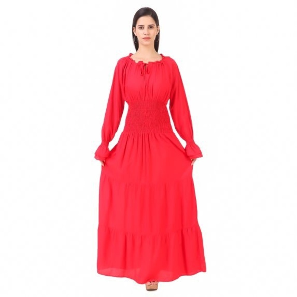 The Pirate Dressing Red Smocked Peasant Maxi Dress XL Renaissance Faire Cosplay